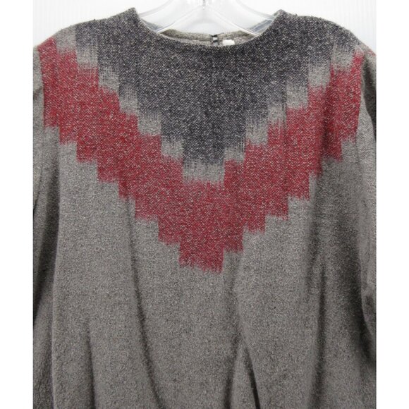 Ikat Sweater Medium Pullover Geometric Artsy Cutout Back Aztec * - Picture 2 of 11